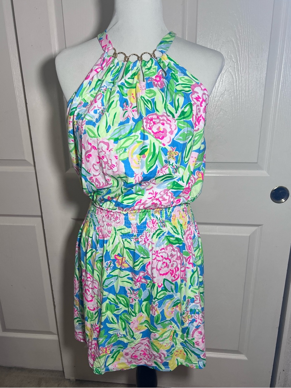 Lilly Pulitzer Halter Mini Dress in Pink, Green & Blue Floral